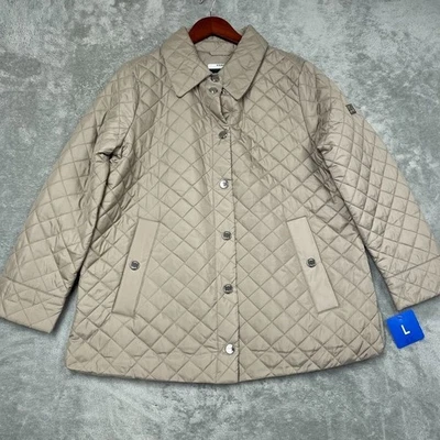 Chaqueta acolchada tostada Anne Klein para mujer talla grande ligera d0506 Foto 1 de 4