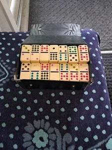 Vintage Double 12 Dominoes, Cardinal Full 91 Piece Set Jumbo Color Dots w/Case - Picture 1 of 2