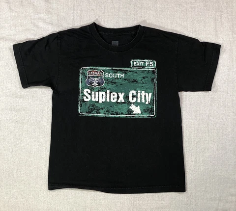 Brock Lesnar T-Shirt YOUTH LARGE Black Suplex City WWE Tee Shirt Cover