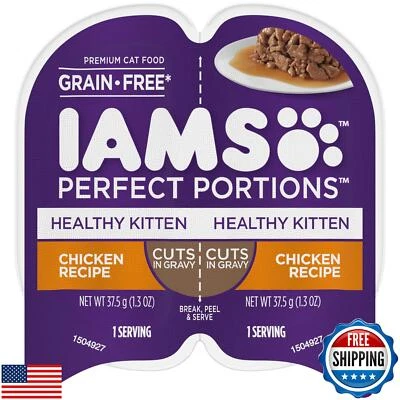 IAMS Perfect Portions Healthy Kitten Wet Cat Food Cuts in Gravy Chicken Recip - Image 1 of 4