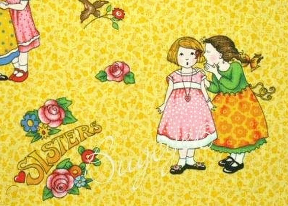 Mary Engelbreit Such Devoted Sisters Fabric  Cotton Quilt Sewing Fabric FQ - Image 1 of 3