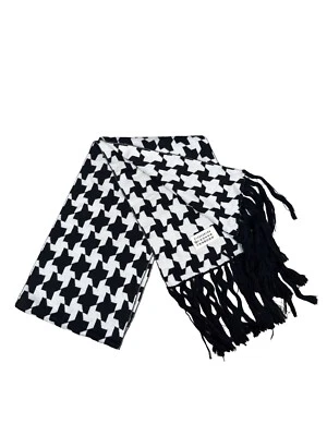 Bufanda con flecos de algodón pata de gallo blanca y negra Maison Martin Margiela - RARA Foto 1 de 4