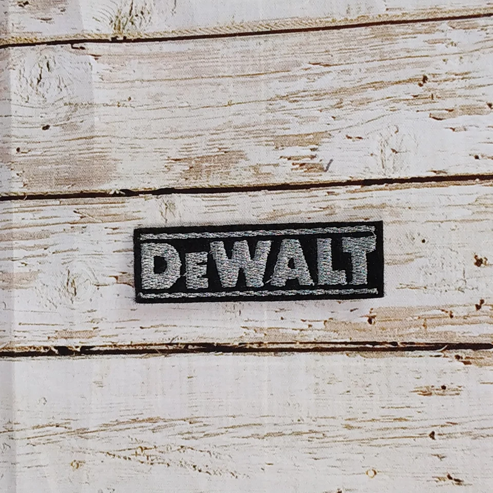 DeWalt Patch Iron-On Tools Logo Applique Embroidered Patch DeWalt grey black - Image 1 of 1