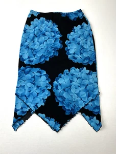 Vtg 90s Y2K Mesh Floral Skirt Sz M Fashion Bug Boho Grunge Fairy Black/Blue - Picture 1 of 5