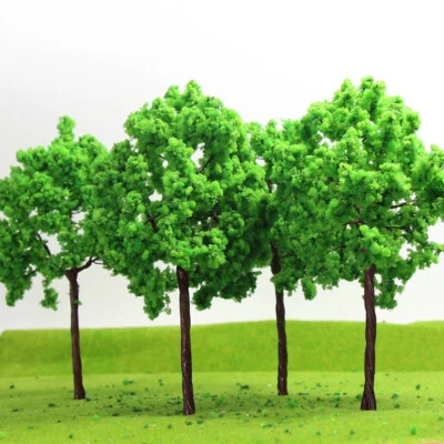 G14070 4pcs O Scale 1:43 Model Train Layout Roadside Trees Green 14cm - Image 1 of 4