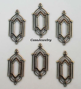 #3508 ANTIQUED GOLD 2 RING CELTIC STYLE CONNECTOR - 6 Pcs - Picture 1 of 2