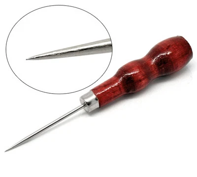 B R TRIMMINGS LEATHER CRAFT CLOTH AWL TOOL PIN SEWING PUNCHING HOLE MAKER STITCH WOODEN HANDLE