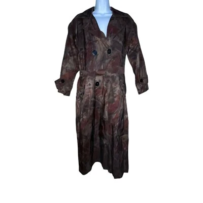 Gabardina larga forrada de lana abstracta vintage años 90 London Fog 6 Petite Foto 1 de 4