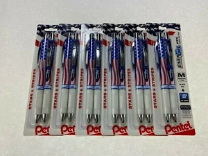 Pentel EnerGel RTX Gel pens Stars & Stripes Edition BL77USA-A 12 Pack, Black