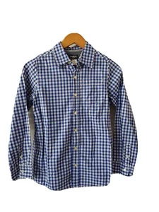 Oshkosh B'gosh Boys Shirt Size 12 Blue Checks Button Up Cotton Pocket - Picture 1 of 6