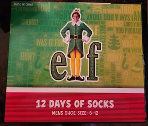 Nuevo Elfo Navidad 12 Días De Calcetines Para Hombre 6-12 Buddy Will Ferrell  - Imagen 1 de 4