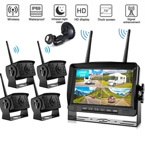 Digital Wireless 7" DVR Monitor Split Screen 4x 1080P Backup Camera for Truck RV - Picture 1 of 13