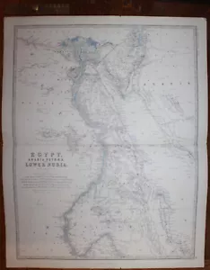 1861 EGYPT Lower NUBIA Keith Johnston Royal Atlas 24 by 19 inches Large - Picture 1 of 12