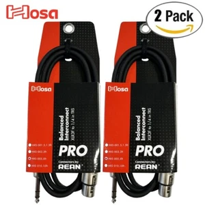 2-PACK Hosa HXS-005 5FT REAN XLR F to 1/4" TRS Pro Balanced Interconnect Cable - Picture 1 of 1