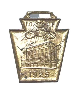IOOF 1925 Oddfellows Lodge Pennsylvania Keystone Fob - Picture 1 of 4
