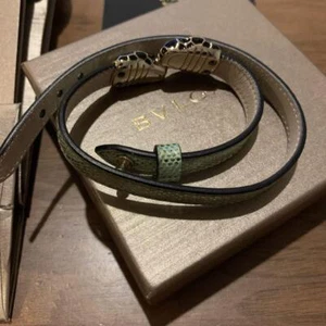 Bvlgari Serpenti Leather Bracelet Double Snake Head Green Used w/Box Guarantee - Picture 1 of 7