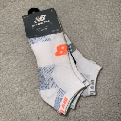 New Balance Calcetines Cojín Corte Bajo Blanco Colorido Paquete de 6 Nuevos con Etiquetas Foto 1 de 4