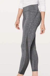 Lululemon Train Times 7/8 Pant 25" Heather Black Gray Insert panels womens 8 - Picture 1 of 6