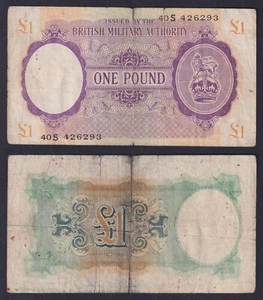 English Occupation Banknote Italy 1 POUND 1943 P.-M6A MB+/F+ - Picture 1 of 1