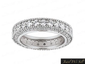 2.00Ct Round Brilliant Cut Diamond Milgrain Eternity Wedding Ring 14K Gold G SI1 - Picture 1 of 8
