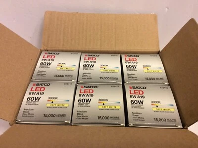Satco Lighting S12415 (Box of 6) 8Watt Vintage Edison Dimmable A19 - Clear LED - Image 1 of 4