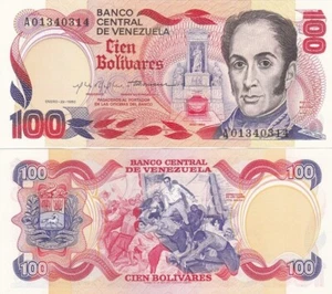 Venezuela _ 100 Bolivares 1980 aUNC / UNC P. 59a comm.  Lemberg-Zp - Picture 1 of 1