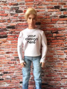 Bouutique Vital Custom Print Long Sleeve T-shirt for Ken Doll 12 Inch - Picture 1 of 28