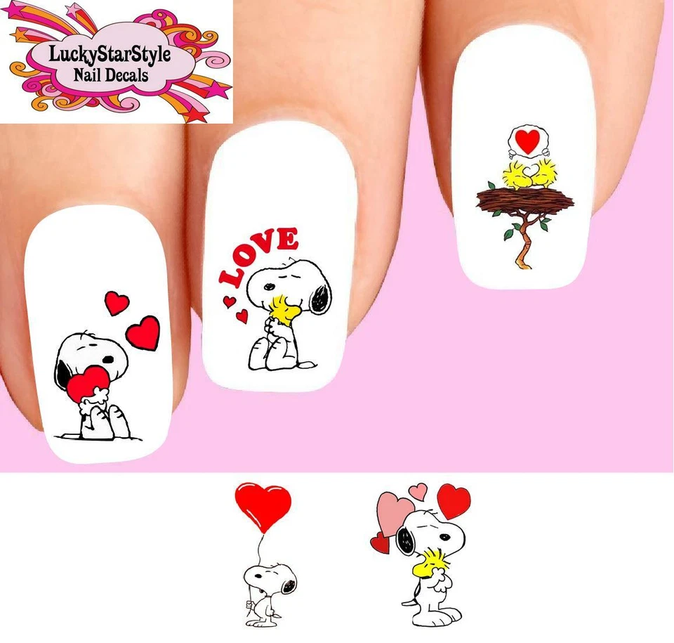 Набор из 20 наклеек для ногтей Waterslide — Snoopy Woodstock Love Hearts в ассортименте - Изображение 1 из 1