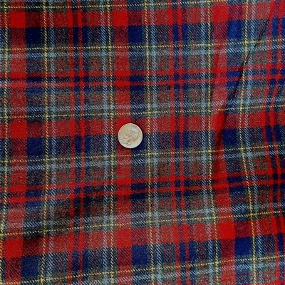 De colección 100% Lana Rojo Azul Marino Tartán Tela Escocesa 60” X 65” Camisa Artesanía Hilo Teñido Foto 1 de 3