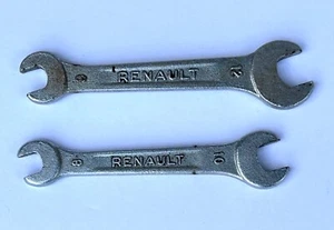 2 llaves métricas de extremo abierto Renault de colección 9x12 mm y 8x10 mm herramientas de fábrica de automóviles antiguos - Imagen 1 de 2