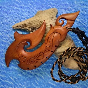 Großer Maori Manaia Fisch Haken 5" Anhänger Makramee Halskette Hei Matau Surfer Unisex - Bild 1 von 4