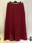 Bhs Faux Suede Calf Length Skirt. Fully Lined. Size 10. Cranberry Red