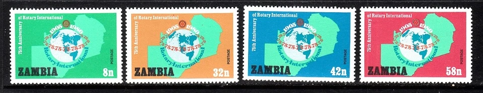 ZAMBIA SC# 212-215 ROTARY INTERNATIONAL 75th. ANNIVERSARY - MNH - Image 1 of 1