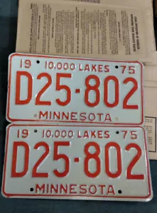 1975 Collector Car Minnesota License Plate Matched PAIR Dealer Plates YOM Use - Picture 1 of 2