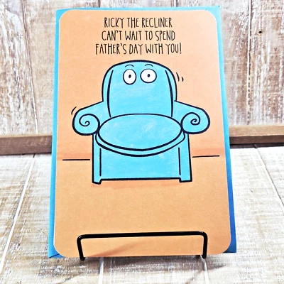 Tarjeta reclinable American Greetings Día del Padre John naranja azul humor Foto 1 de 4