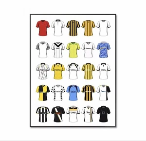 Poster calcio Port Vale, maglia calcio Port Vale, kit calcio retrò, stampa A4 - Foto 1 di 4