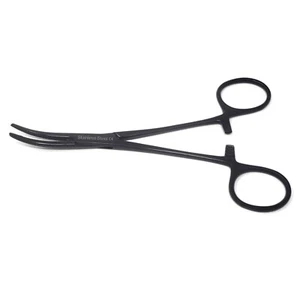Stainless Steel Fly Fishing Plier Hook Remover Hemostat Forcep 5.5" Curved Black - Picture 1 of 3