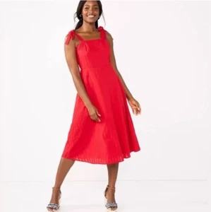 DRAPER JAMES RSVP Women’s Red Bow Strap Midi Dress Size XXL Heart Pattern - Picture 1 of 11