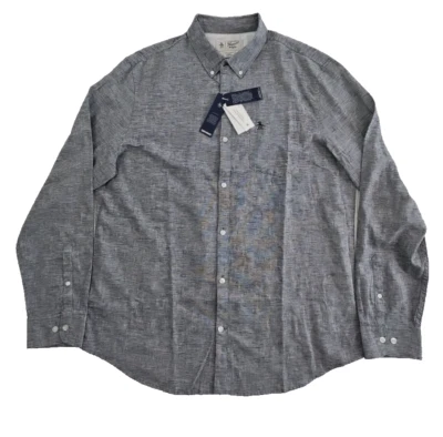 Penguin Stretch Linen Blend Shirt Men's XL Black Long Sleeve Button Down NWT NEW - Image 1 of 4