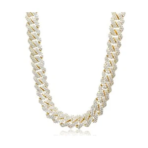 15mm Full Iced Out Diamond Cuban Link Chain - Hip Hop 18K or White Gold Plate... - Picture 1 of 6