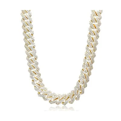 Cadena de eslabones cubanos de diamantes helados completos de 15 mm - Hip Hop placa de oro blanco o 18 quilates... Foto 1 de 4