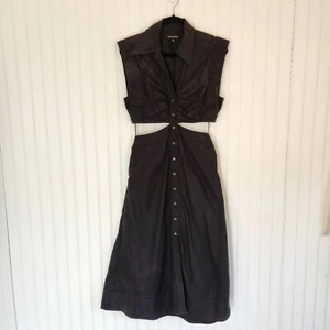 BANANA REPUBLIC Black 100% Poplin Cotton Classic Sleeveless Cutout Midi Dress 4 - Picture 1 of 7