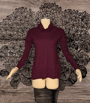 Suéter ADRIENNA VITTADINI Cuello Capucha LANA MERINO Borgoña Púrpura Para Mujer Pequeño Foto 1 de 4
