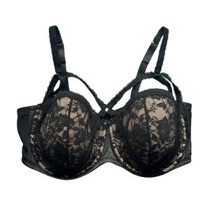 Sujetador Adore Me Leia con tiras de encaje entrecruzado con aros de elevación alta talla 44G negro - Imagen 1 de 3