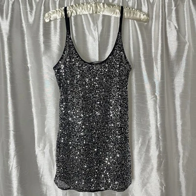 Camiseta sin mangas Y2K vintage Charlotte Russe lentejuelas mediana brillante hada pura fiesta rave Foto 1 de 4