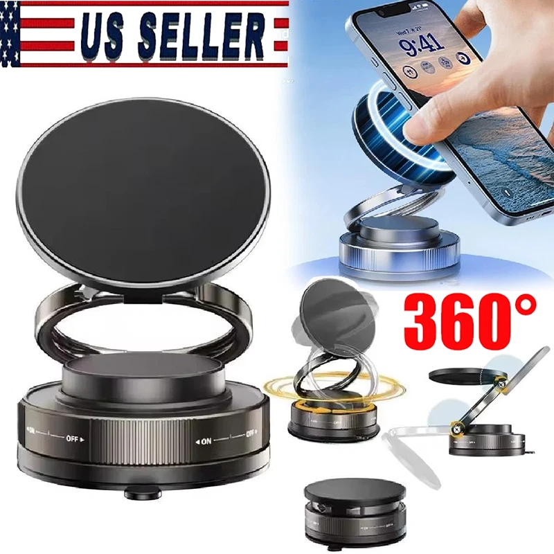 360° Vacuum Magnetic Phone Holder Suction Cup Car Mount with Foldable Stand LOT - Image 1 of 4