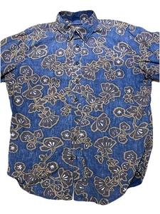 Vintage Reyn Spooner Shirt Mens Large Beige Floral Hawaiian Aloha 100% Cotton - Picture 1 of 4