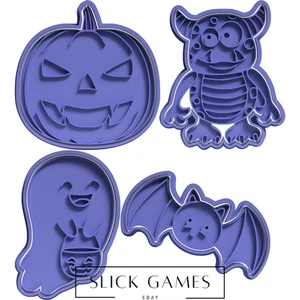 Halloween Monster, Pumpkin, Ghost, Bat Set Cookie Cutters | 3D Print, 3D Figures - Picture 1 of 7