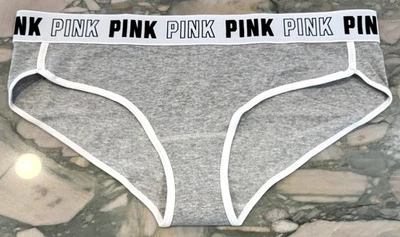 NUEVO Victoria Secret ROSA Algodón BLOQUE Logo Hipster Panty - Gris Jaspeado - XL Foto 1 de 2