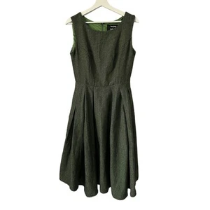 Modcloth x Collectif Astrid Green Herringbone Fit and Flare Dress size 6 - Picture 1 of 11